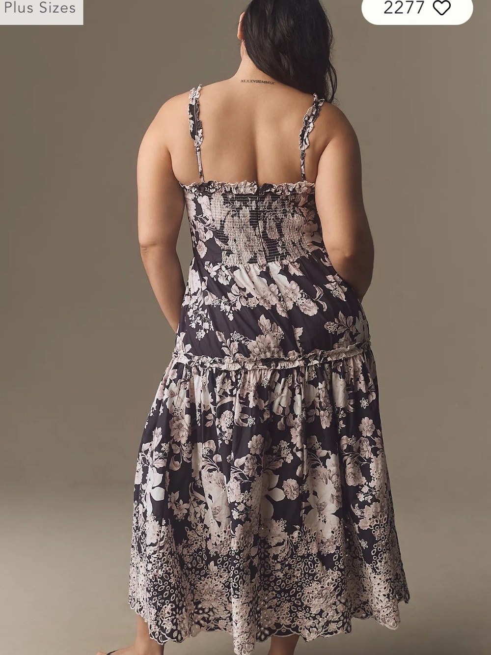 Anthropologie Black and Cream Floral Midi Dress - Picture 8 of 16